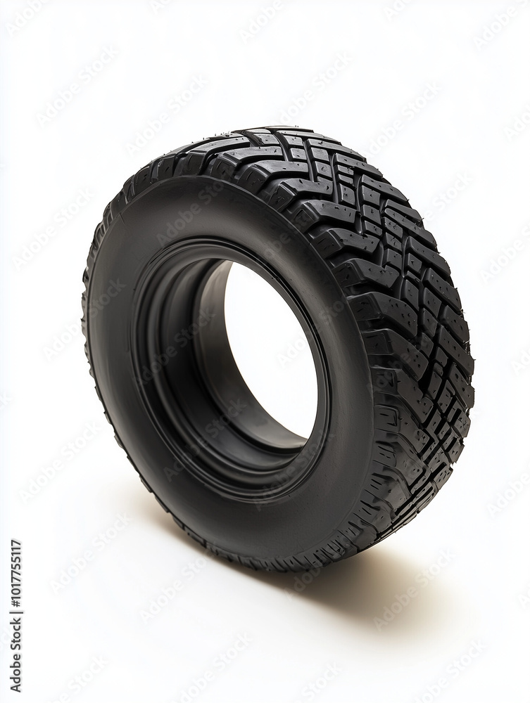 Obraz premium Isometric view of toy wheel with rim and tire toy, isolated on white background