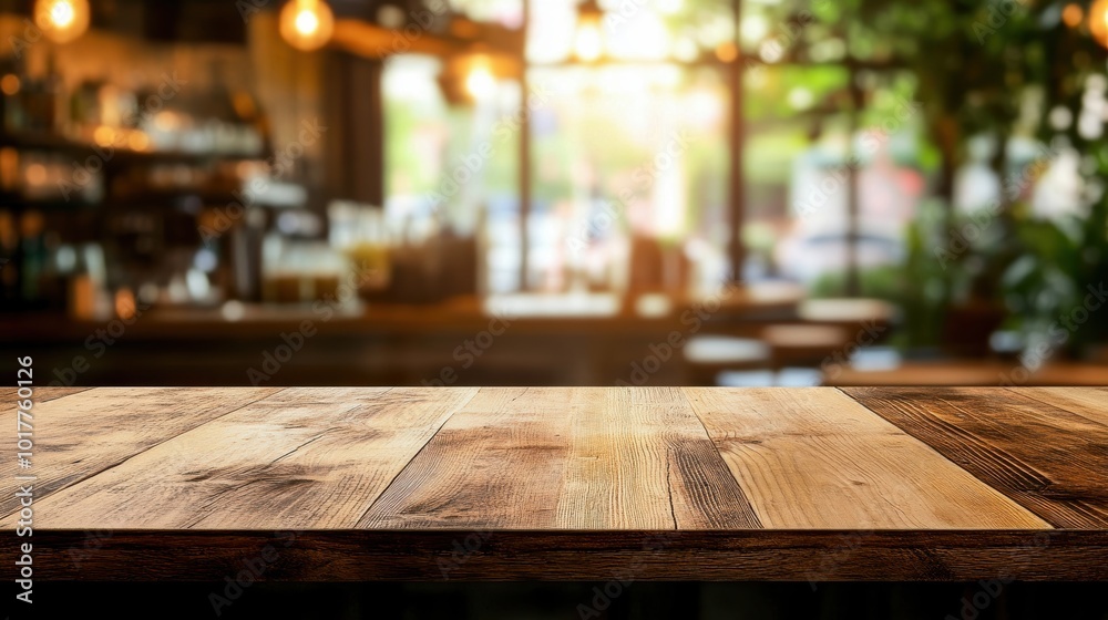 A rustic wooden table in a cozy cafe setting with blurred background and warm lighting, evoking a relaxed atmosphere. A rustic wooden table in a cozy cafe setting with blurred background and warm lighting, evoking a relaxed atmosphere.