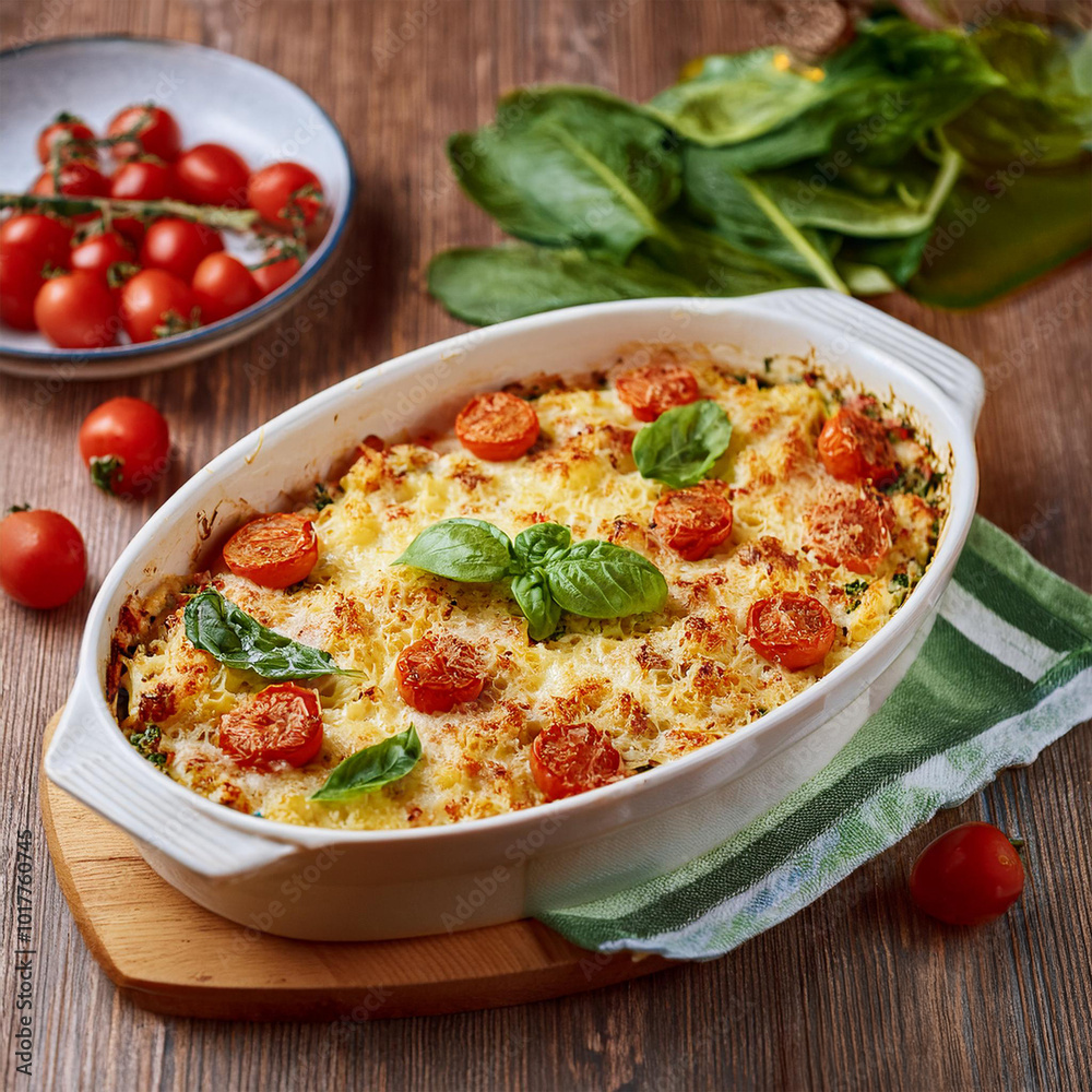 Delicious Pasta Bake in Ceramic Dish Delicious Pasta Bake in Ceramic Dish