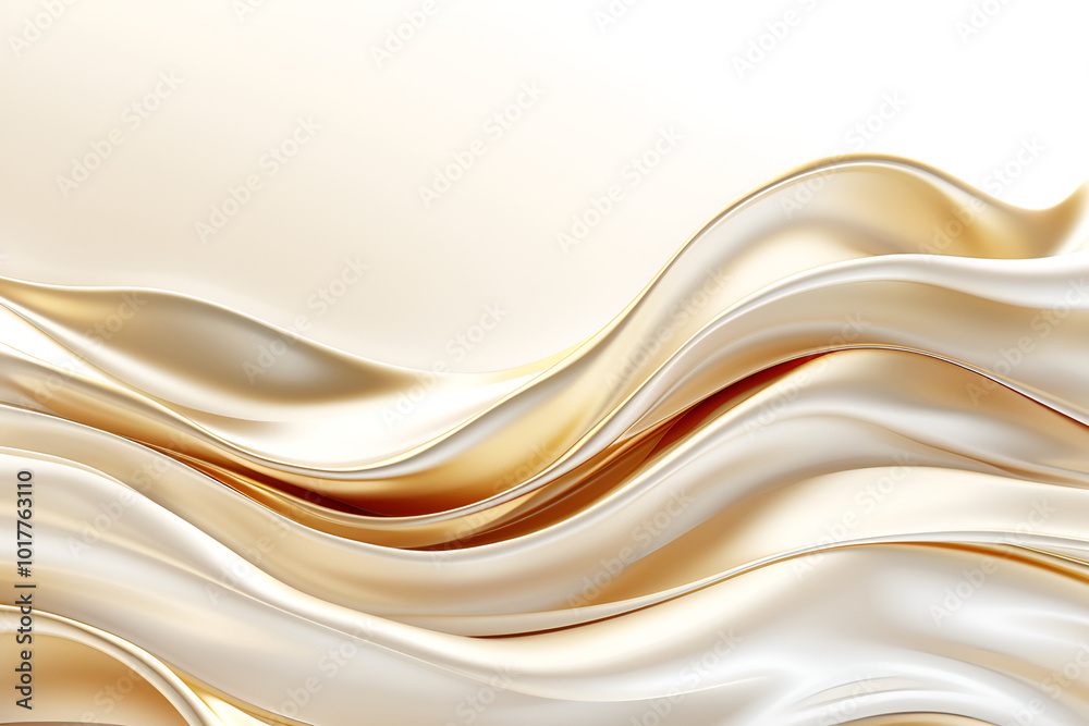 Abstract Gold and White Fabric Waves - Elegant Background Abstract Gold and White Fabric Waves - Elegant Background