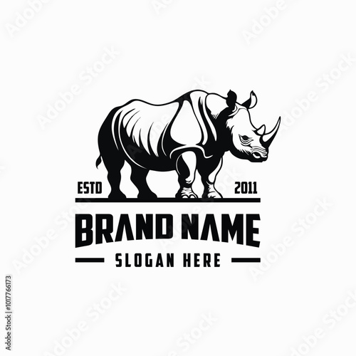 rhino logo design vector template illustration