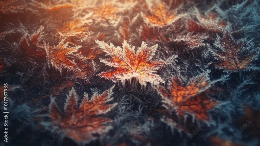 Stunning Close-Up of Frosted Autumn Leaves Showcasing Nature's Vibrant Colors and Textures Stunning Close-Up of Frosted Autumn Leaves Showcasing Nature's Vibrant Colors and Textures