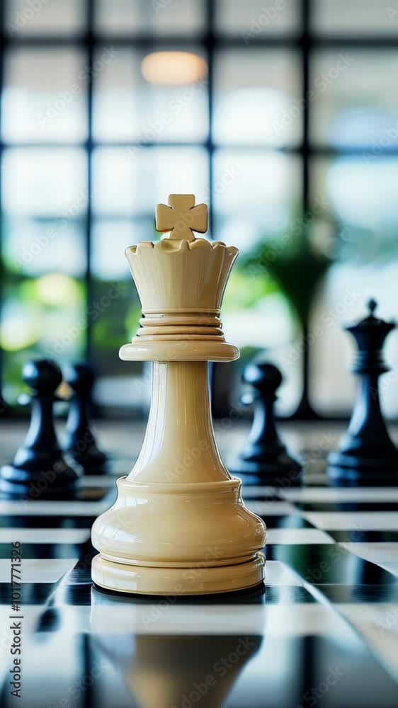 Black and white chess pieces on the chessboard Black and white chess pieces on the chessboard