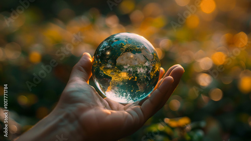 glass globe in hand #1017771784