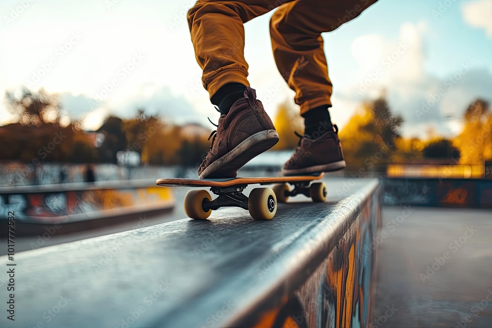 A Skateboarder's Foot Poised on a Ramp Edge A Skateboarder's Foot Poised on a Ramp Edge