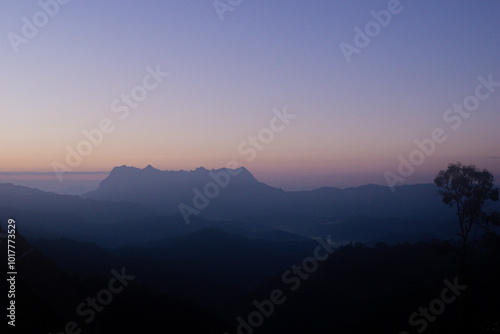 landscape and sky background concept, nature of north Thailand, fog-laden valleys.