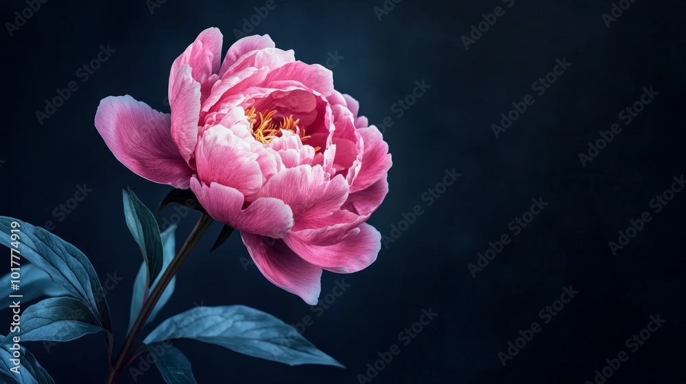 A pink flower with a green stem is the main focus of the image A pink flower with a green stem is the main focus of the image