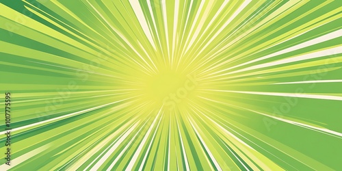 Green sunburst  glitter sparkles rays lights  abstract background.