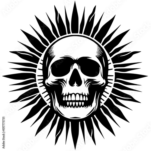 Skull in the sun illustration