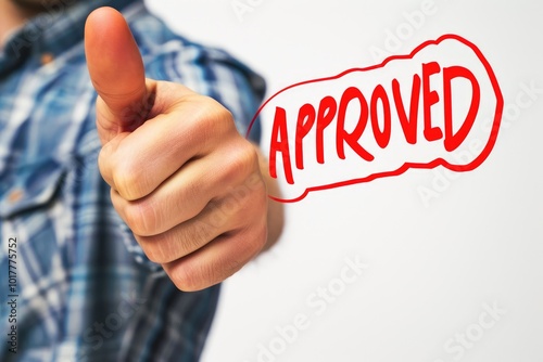 A Sign of Approval: Thumbs Up on White Background photo