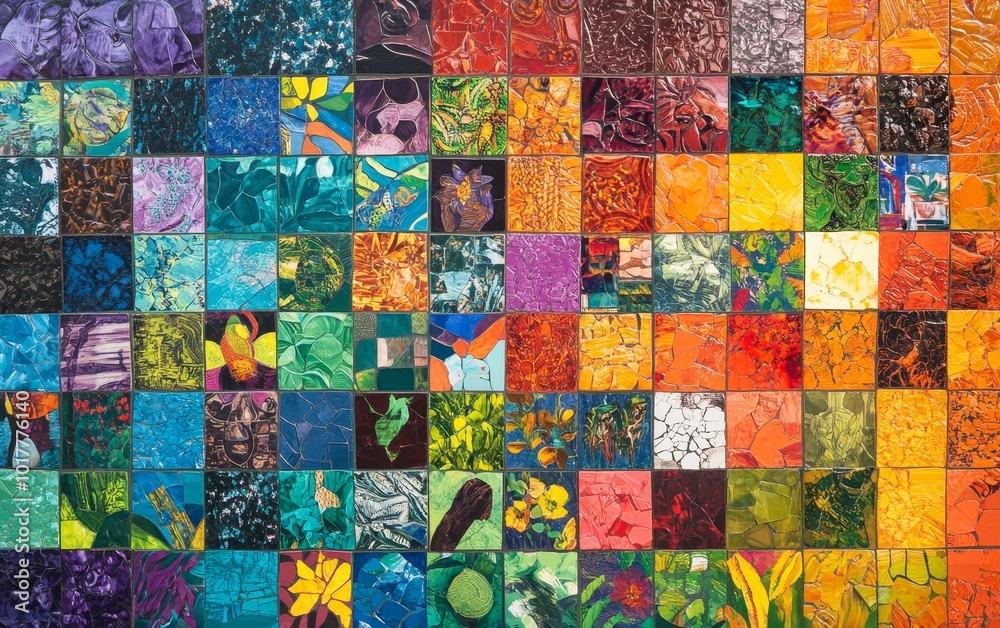 A vibrant mosaic of colorful tiles showcasing abstract designs and patterns, emphasizing creativity and artistic expression. A vibrant mosaic of colorful tiles showcasing abstract designs and patterns, emphasizing creativity and artistic expression.