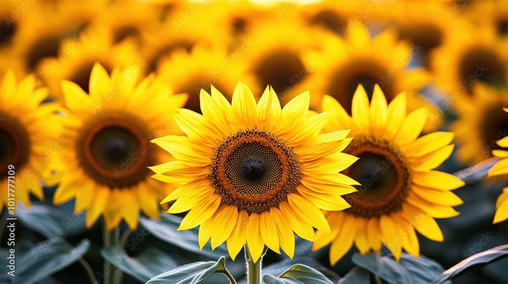 Fototapeta premium Sunflowers Field Blooming in Summer