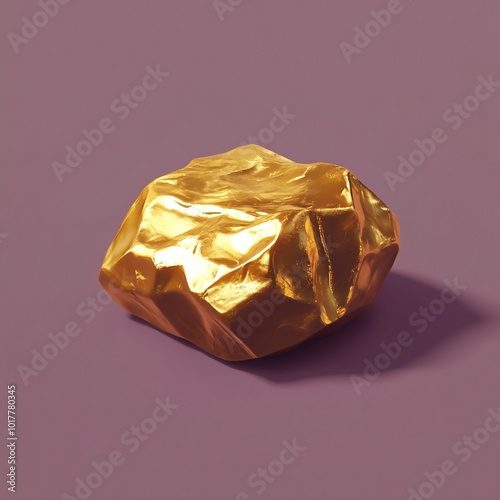 3D Gold Nugget Icon: Precious Metal Illustration Logo