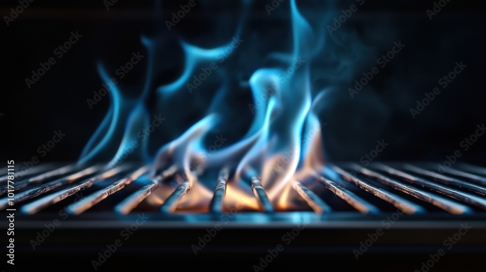 The Grill with Blue Flames The Grill with Blue Flames