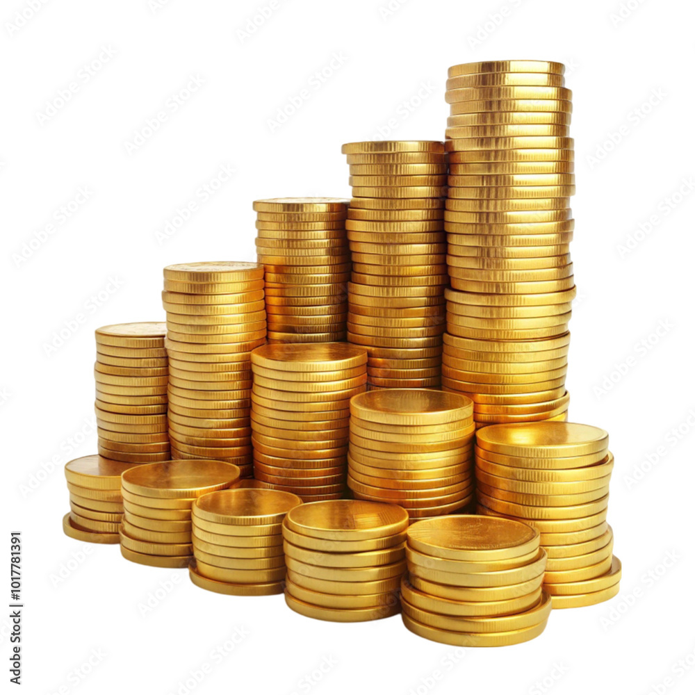 stacks of gold coins isolated on transparent background stacks of gold coins isolated on transparent background