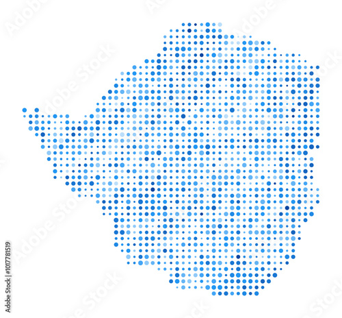 Zimbabwe Dot Map. Country Digital Style Shape. Zimbabwe vector image. Country shape blue circular dots. Beautiful vector illustration.