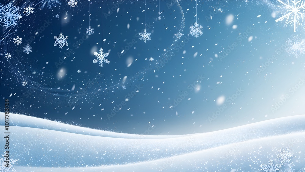 Blue Snowy Background with Falling Snowflakes Blue Snowy Background with Falling Snowflakes