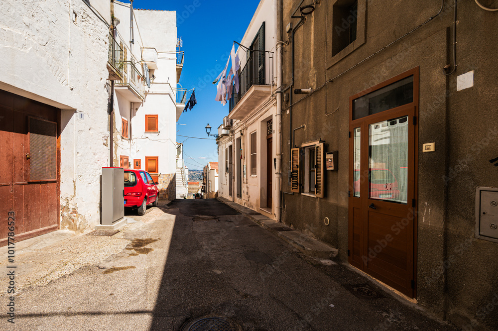 views of Pisticci city center with a clear sky in the background, Matera, Basilicata views of Pisticci city center with a clear sky in the background, Matera, Basilicata