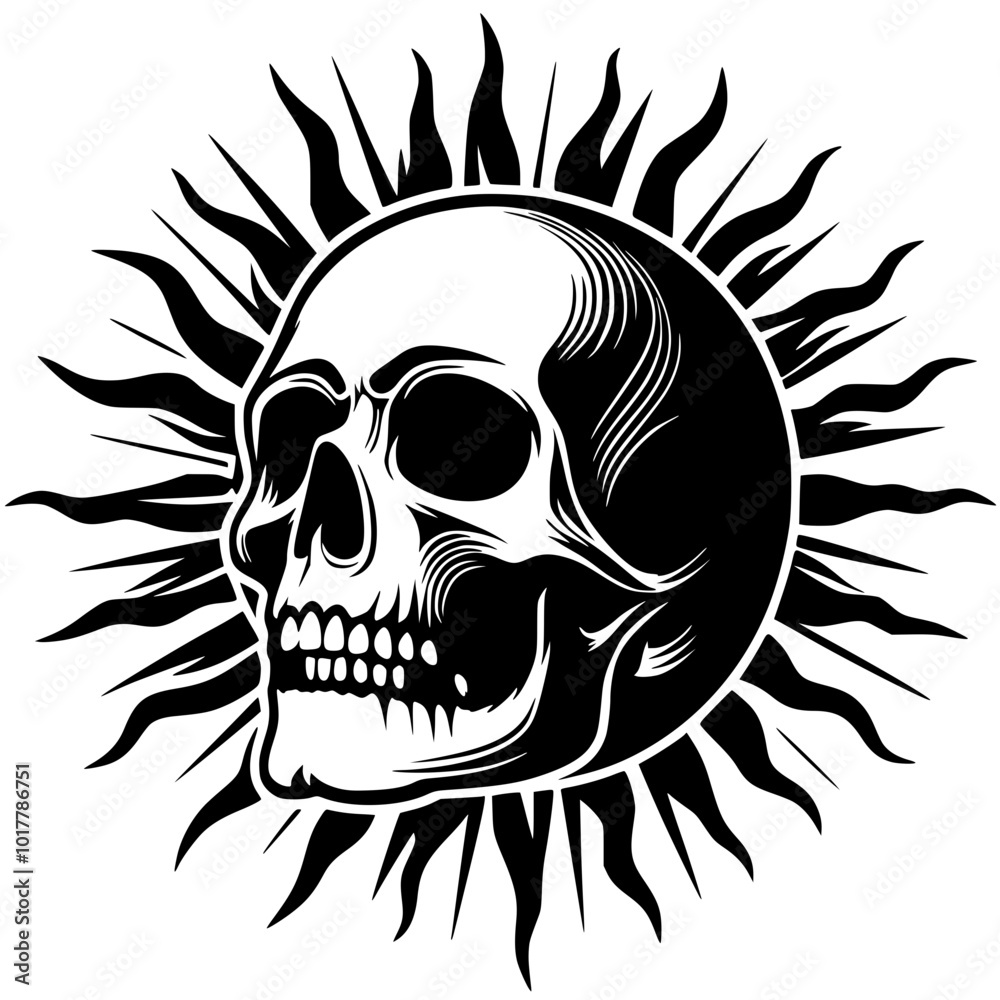 Skull in the sun illustration Skull in the sun illustration