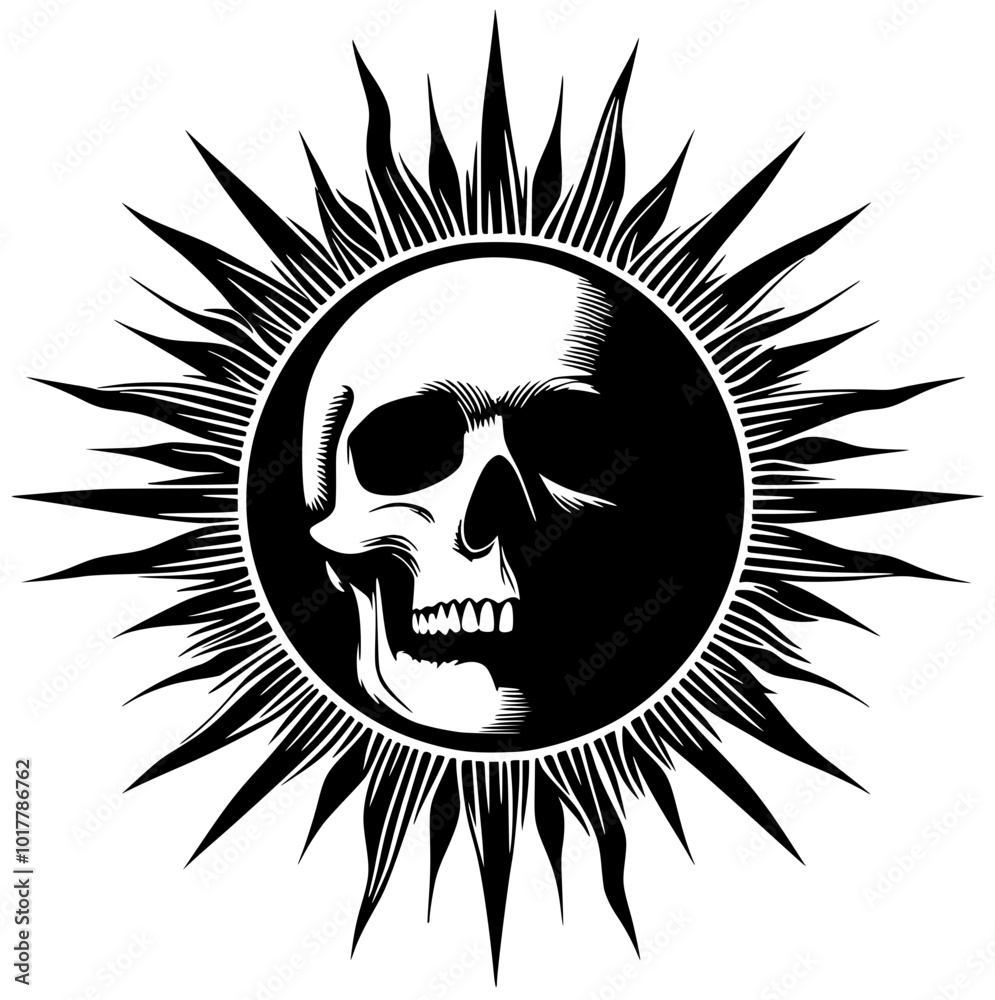 Obraz premium Sun skull symbol silhouette