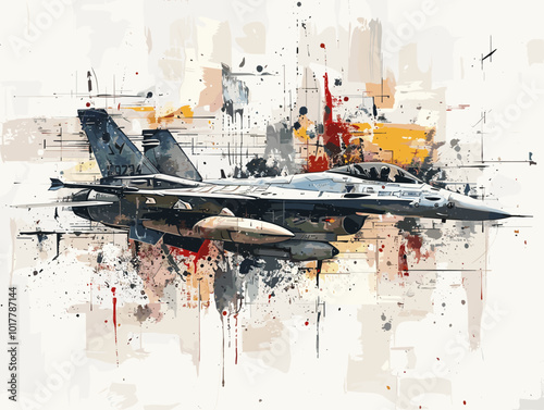 Fighter jet fighter jet aircraft illustration painting background. Military jet fighter jet in flight.