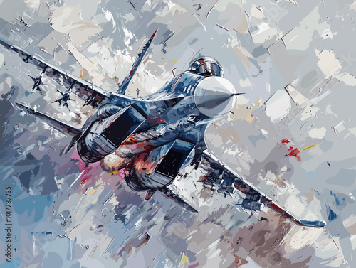 Fighter jet fighter jet aircraft illustration painting background. Military jet fighter jet in flight.