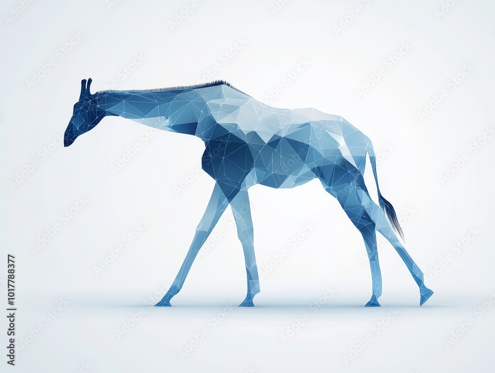 Obraz premium Abstract Blue Geometric Giraffe Illustration