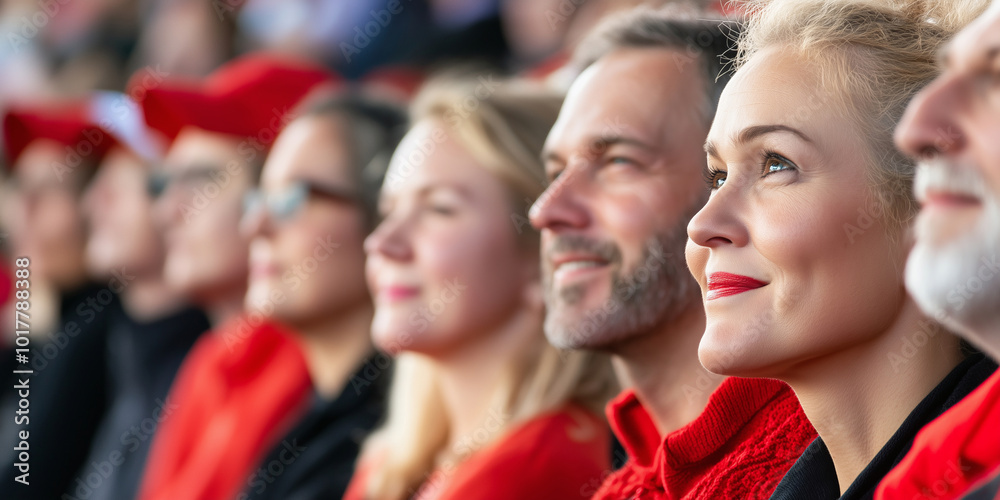 Crowd watch Thanksgiving parade. Veterans Day or patriotic event concept. For poster, banner and greeting card. Crowd watch Thanksgiving parade. Veterans Day or patriotic event concept. For poster, banner and greeting card.