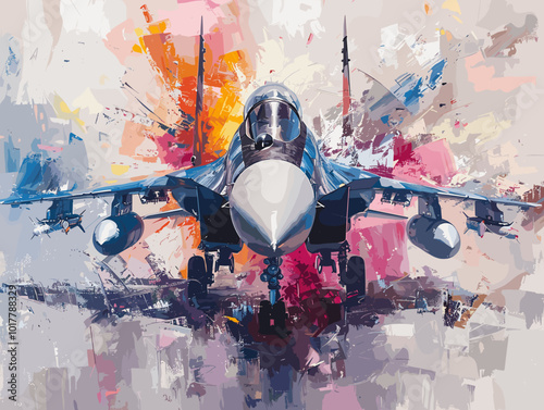 Fighter jet fighter jet aircraft illustration painting background. Military jet fighter jet in flight.