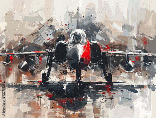 Fighter jet fighter jet aircraft illustration painting background. Military jet fighter jet in flight.