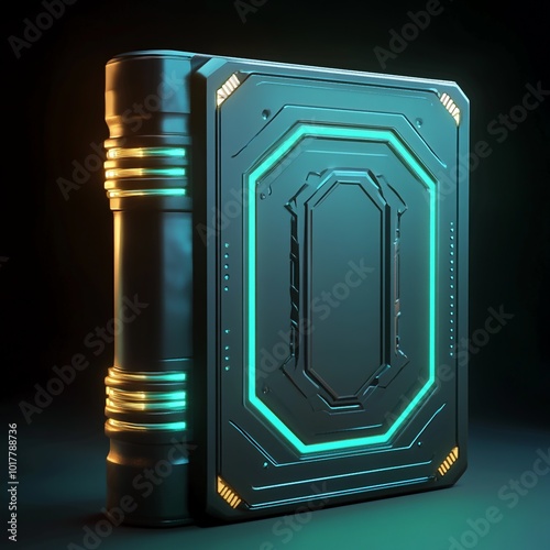 3D Science Fiction Book Icon: Futuristic Fiction Illustration Logo