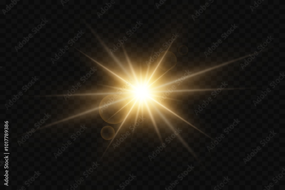 Light star and light effect. A flash of light and an explosion.