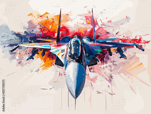 Fighter jet fighter jet aircraft illustration painting background. Military jet fighter jet in flight.