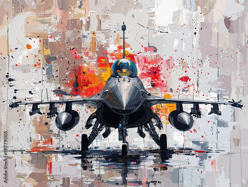 Fighter jet fighter jet aircraft illustration painting background. Military jet fighter jet in flight.