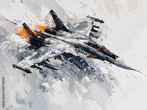 Fighter jet fighter jet aircraft illustration painting background. Military jet fighter jet in flight.