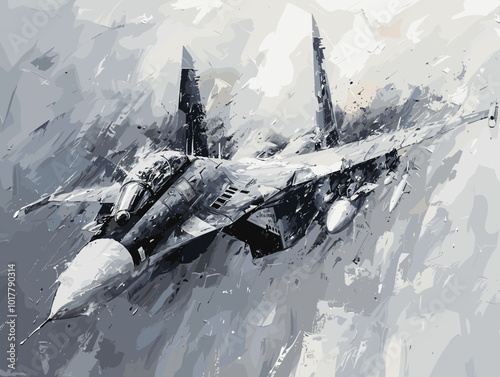 Fighter jet fighter jet aircraft illustration painting background. Military jet fighter jet in flight.