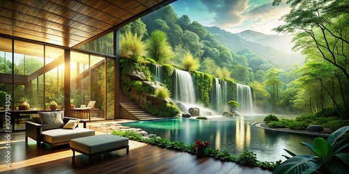 Luxury Spa Retreat in Nature - Double Exposure Photography for Relaxation and Wellness photo