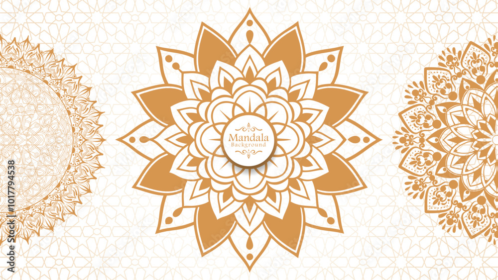 Luxury mandala background with golden arabesque pattern arabic islamic east style, Set of hand drawn mandala elements Luxury mandala background with golden arabesque pattern arabic islamic east style, Set of hand drawn mandala elements