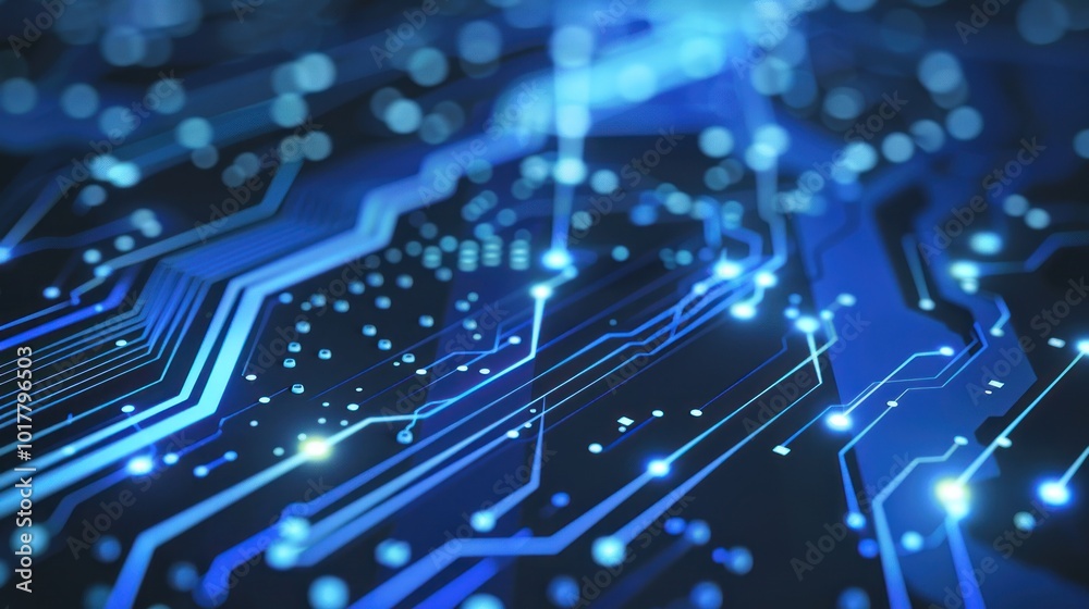A blue circuit board with many small blue lines A blue circuit board with many small blue lines