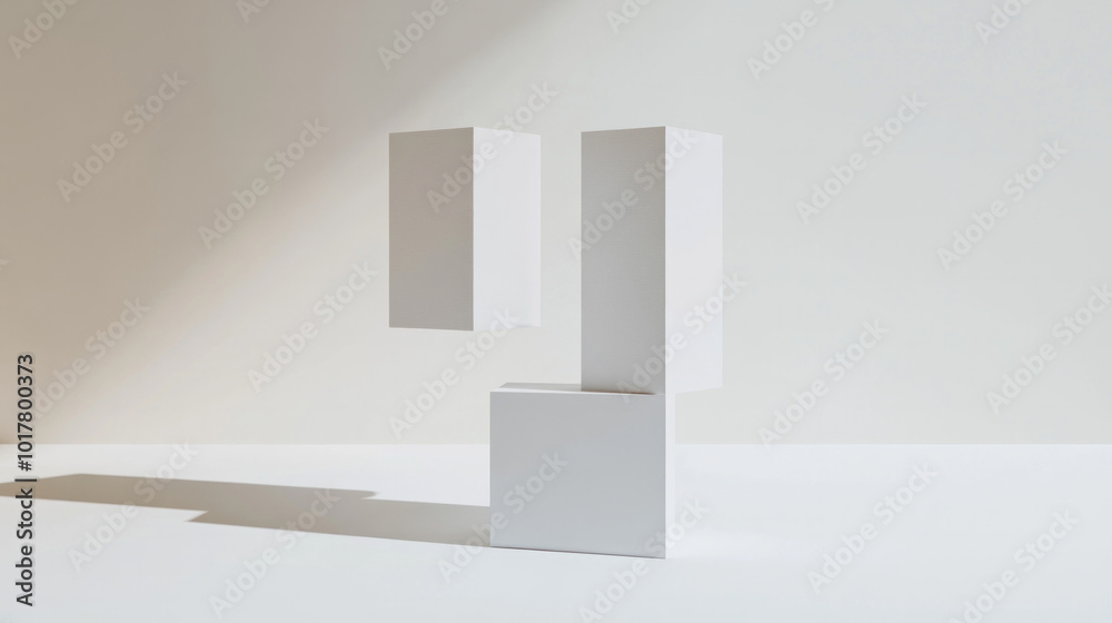 A white cube with a black square on top of it A white cube with a black square on top of it