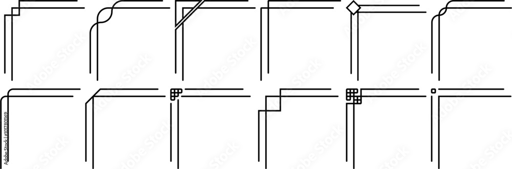 Corner Line Art Design Set, Elegant and Geometric Vector Corners for Decorative Borders, Frames, and Graphic Design Elements, Ideal for Invitations, Posters, and Creative Projects Corner Line Art Design Set, Elegant and Geometric Vector Corners for Decorative Borders, Frames, and Graphic Design Elements, Ideal for Invitations, Posters, and Creative Projects