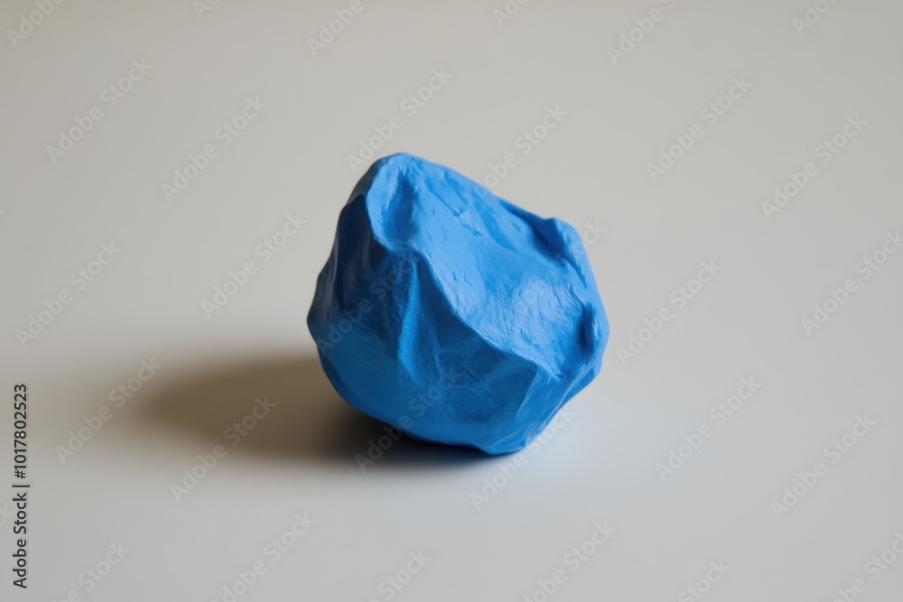 A single piece of blue plasticine sculpted into a compact shape on a smooth surface A single piece of blue plasticine sculpted into a compact shape on a smooth surface