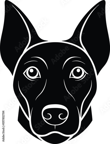 A dog head silhouette and face logo icon symbol vector graphic illustration photo