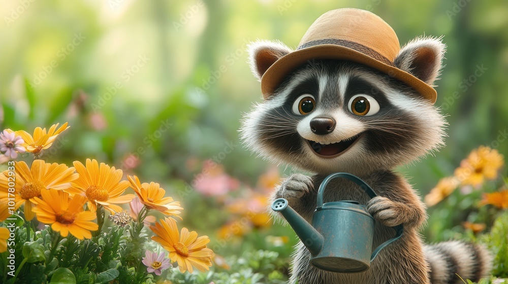 Cute Raccoon Gardener Cute Raccoon Gardener