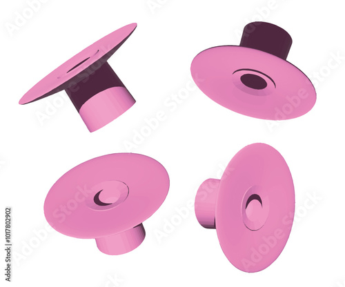 3D model of a circular component with a cylindrical base and a wider disc-like top and washer and a flange