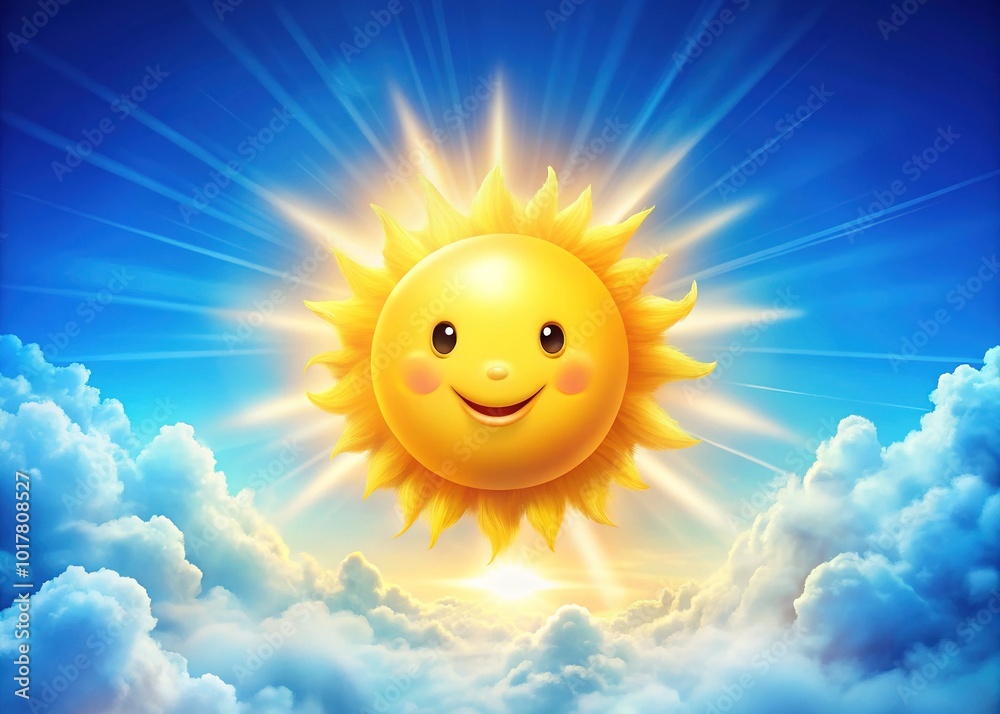 Smiling Sun in Clouds - Bright Sky Bokeh Effect for Relaxation and Joyful Atmosphere Smiling Sun in Clouds - Bright Sky Bokeh Effect for Relaxation and Joyful Atmosphere