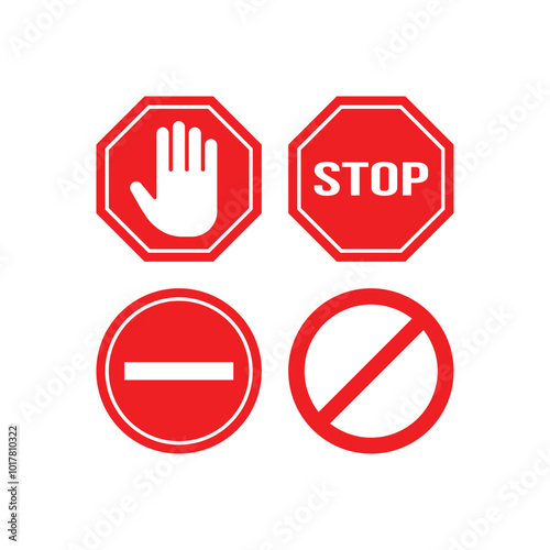 Traffic sign stop set. Vector illustration. on white background - Vector