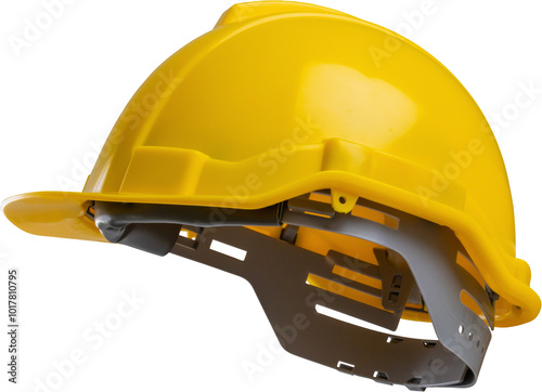 Yellow safety construction helmet isolated on white background photo