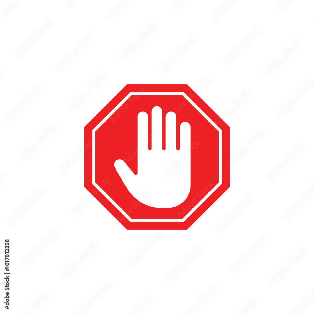 Red stop hand sign, stop hand vector printable design, isolated on white background. Traffic regulatory warning stop symbol. Vector illustrationWeb Red stop hand sign, stop hand vector printable design, isolated on white background. Traffic regulatory warning stop symbol. Vector illustrationWeb