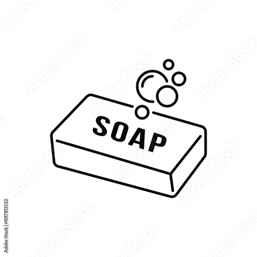 soap bar and bubble line icon vector